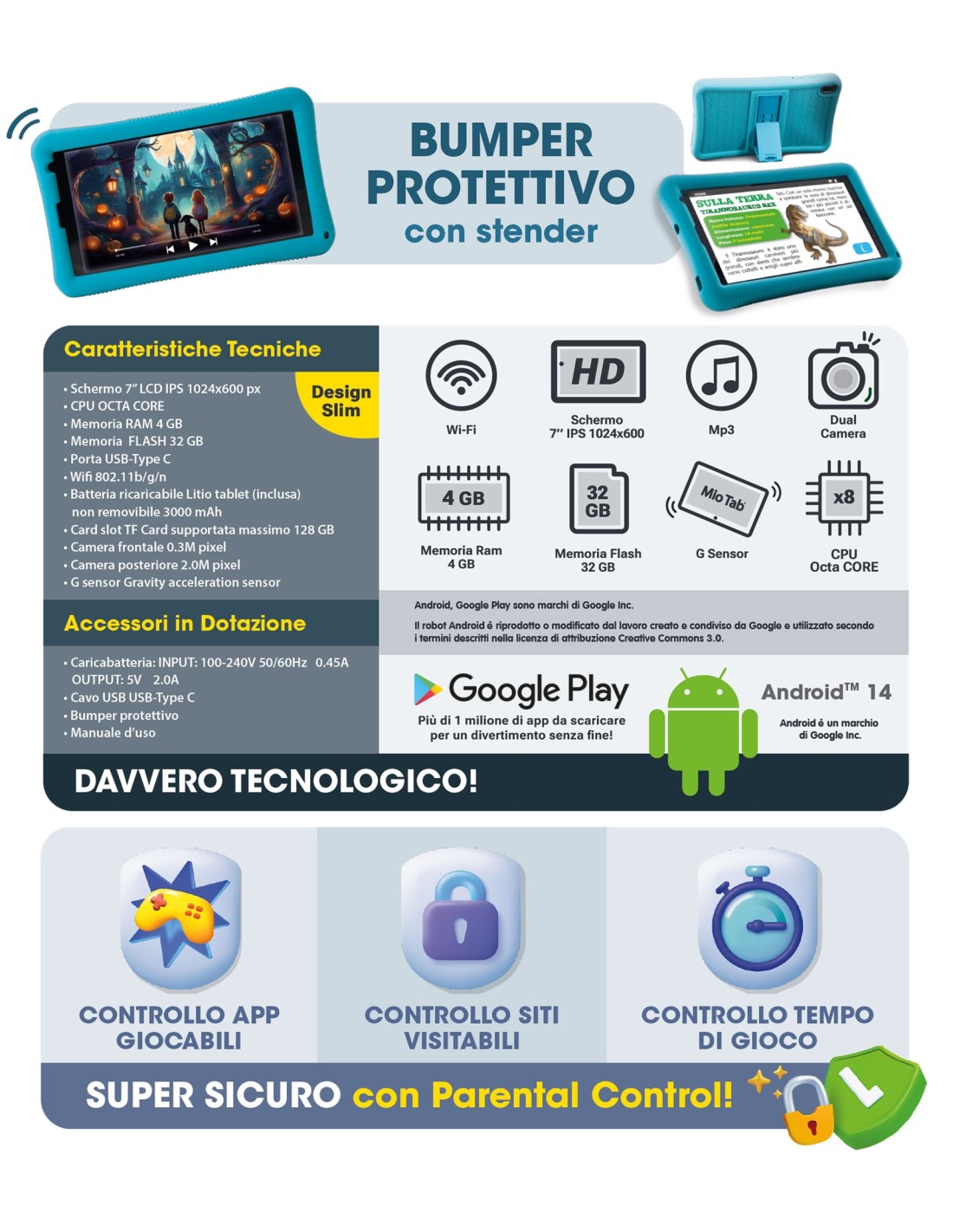 PRESCOLARI: vendita online MIO TAB L.I.A, TAB, 7", TABLET EDUCATIVO PER BAMBINI CON INTELLIGENZA ARTIFICIALE L.I.A. in offerta