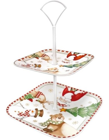 Brandani Alzata Racconti Porcellana con Asta in Metallo – Natale | shopincasa.it