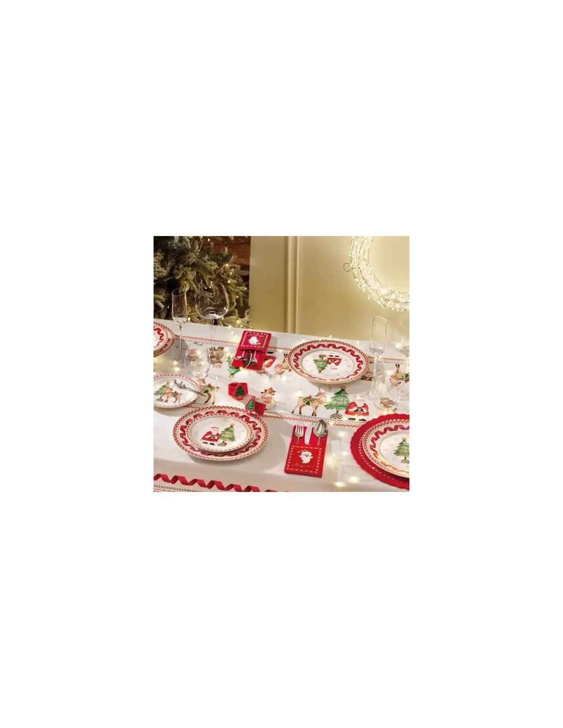 Brandani “Racconti” Tovaglia Natalizia Bianca con Cornice 140×240 cm - Shopincasa.it