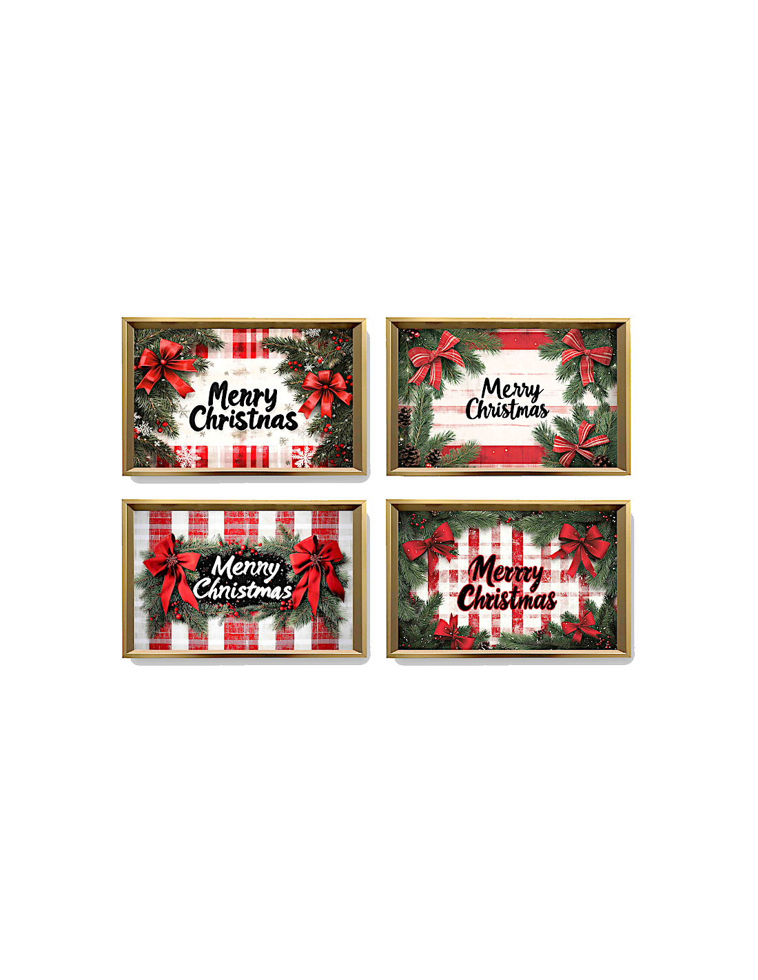 OGGETTISTICA NATALE: vendita online Vassoio rettangolare di Natale 35x20cm MDF bordo oro assortito - La magia di Natale a cas...