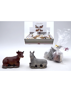 PERSONAGGI PRESEPE: vendita online Set asino e bue di Natale presepe 5,5x7x3,5cm poliresina - La magia di Natale a casa tua i...