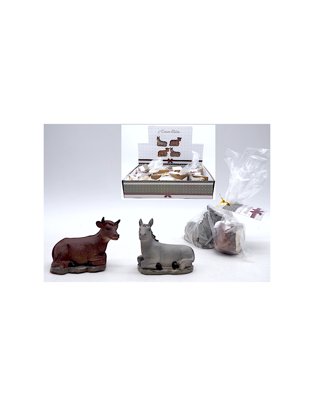 PERSONAGGI PRESEPE: vendita online Set asino e bue di Natale presepe 5,5x7x3,5cm poliresina - La magia di Natale a casa tua i...