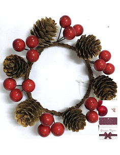 CANDELE E GIROCANDELE: vendita online Girocandela di Natale con bacche e pigne 10/12cm - La magia di Natale a casa tua in off...