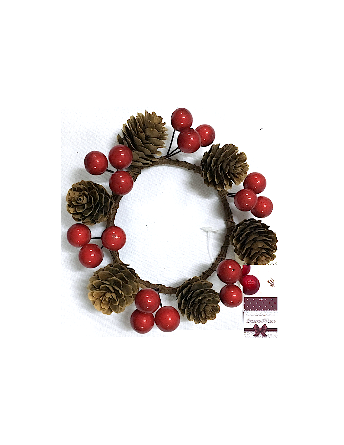 GIROCANDELA CON BACCHE PIGNE 10/12CM