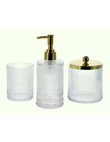 SET 3 ACCESSORI BAGNO 117255 VETRO/ACCIAIO