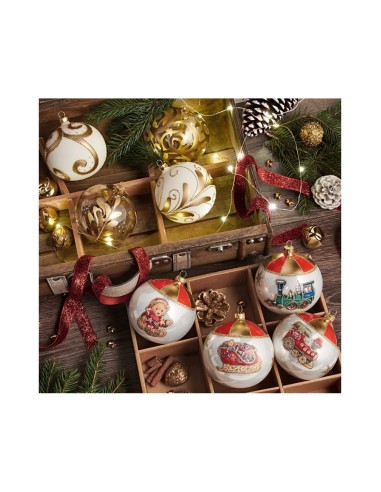 SFERE E PENDAGLI: vendita online Decorazione sfera di Natale 4 soggetti assortiti dipinti a mano - La magia di Natale a casa ...