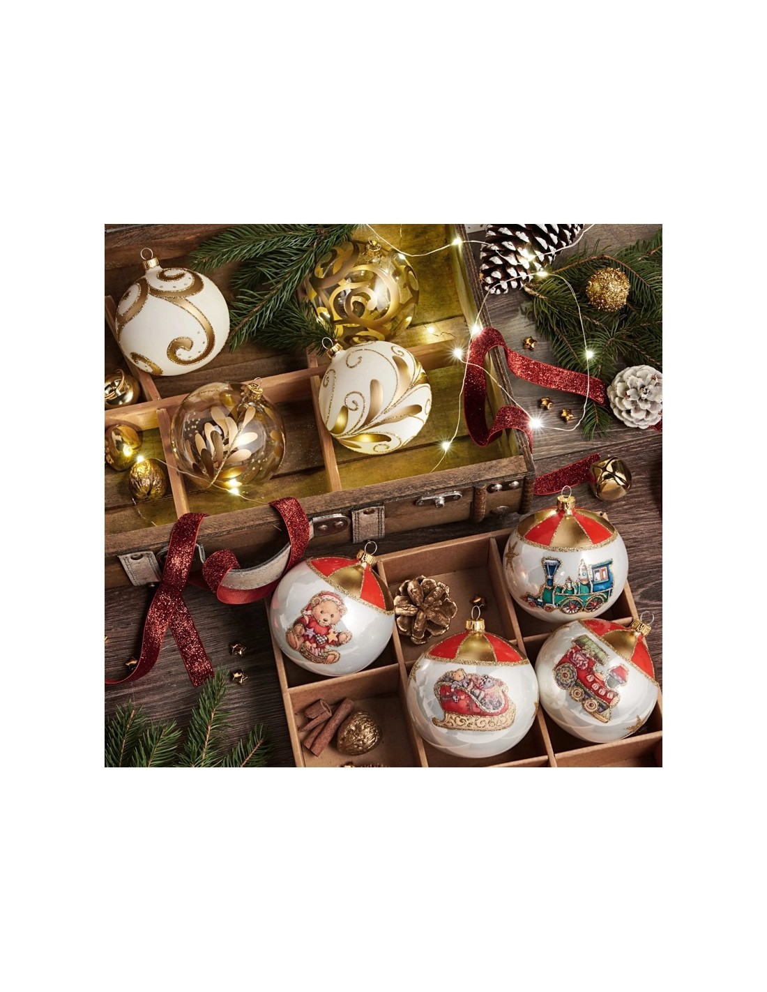 SFERE E PENDAGLI: vendita online Decorazione sfera di Natale 4 soggetti assortiti dipinti a mano - La magia di Natale a casa ...