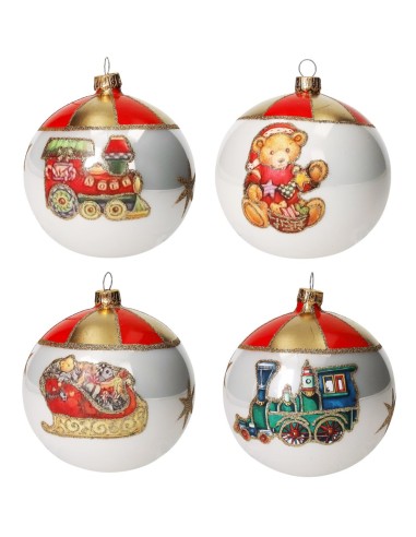 SFERE E PENDAGLI: vendita online Decorazione sfera di Natale 4 soggetti assortiti dipinti a mano - La magia di Natale a casa ...