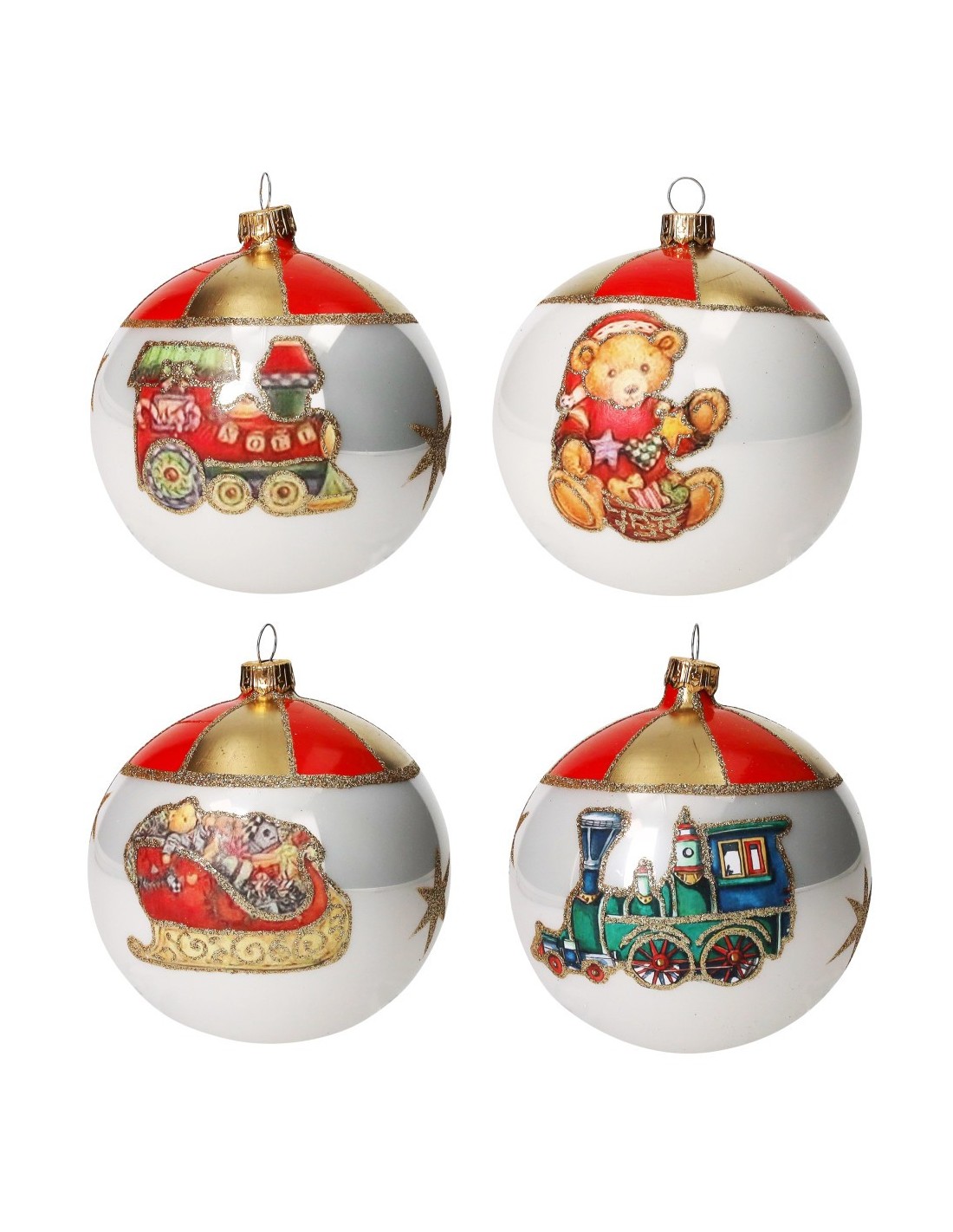 SFERE E PENDAGLI: vendita online Decorazione sfera di Natale 4 soggetti assortiti dipinti a mano - La magia di Natale a casa ...