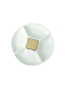 Antipastiera Classic Brandani in Porcellana e Bamboo con Forchettine - shopincasa.it