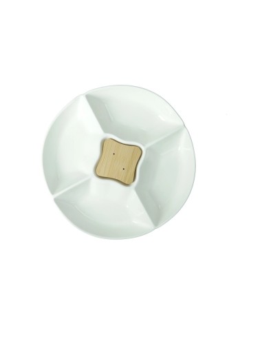 Antipastiera Classic Brandani in Porcellana e Bamboo con Forchettine - shopincasa.it