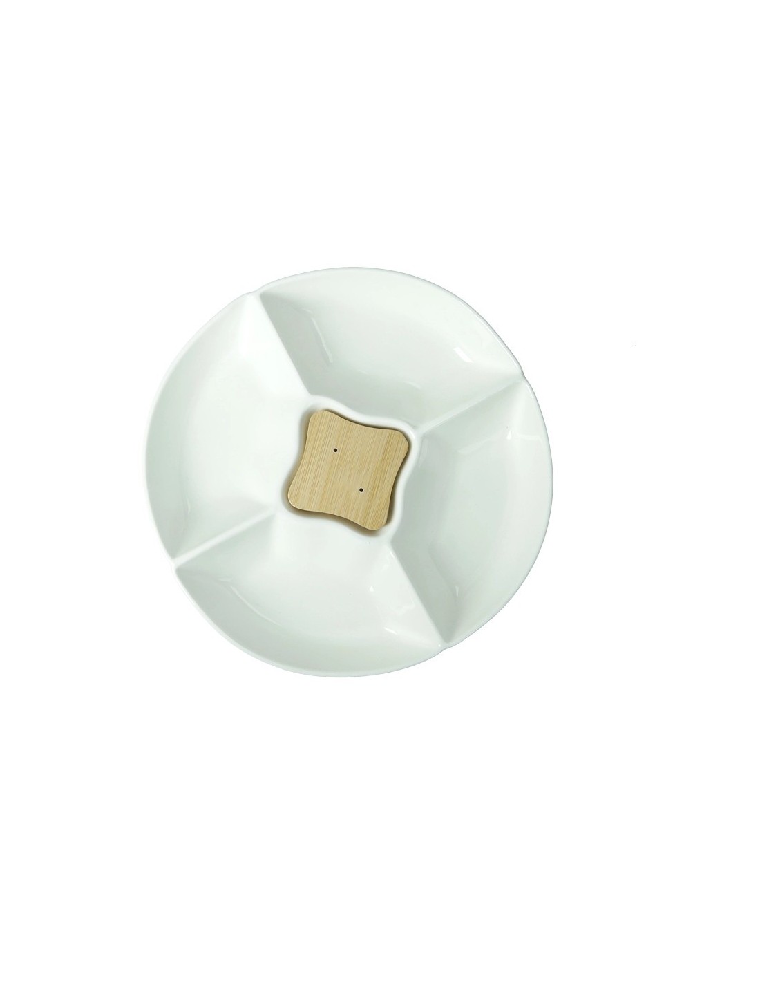 Antipastiera Classic Brandani in Porcellana e Bamboo con Forchettine - shopincasa.it