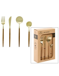 SERVIZIO 24 POSATE 203494 IDA ORO MANICO LEGNO