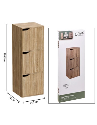 SCAFFALE 181271 3 SCOMPARTI 35X32X100CM NATIRALE