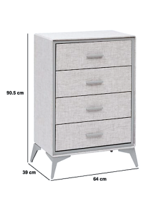 CASSETTIERA 193650 GRANITE 4 CASSETTI METALLO/MDF 64X39X90CM