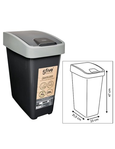 PATTUMIERA 164737 CON COPERCHIO 25LT ANTRACITE