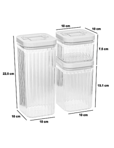 SET 3 BARATTOLI 209278 PLASTICA TRASPARENTE