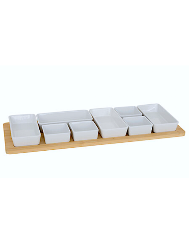 SET APERITIVO 207204 8 CIOTOLE CON VASSOIO BAMBOO