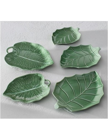 Brandani Vassoio Foglia di Tiglio Verde Porcellana 25x19 cm | shopincasa.it