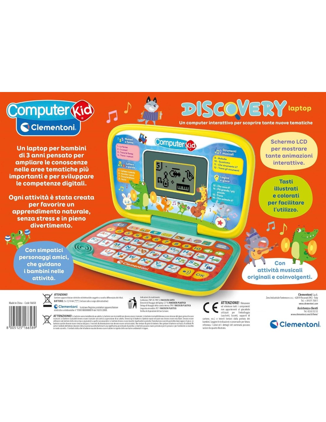 PRESCOLARI: vendita online CLEMENTONI COMPUTER KID DISCOVERY LAPTOP, COMPUTER EDUCATIVO +3 ANNI in offerta