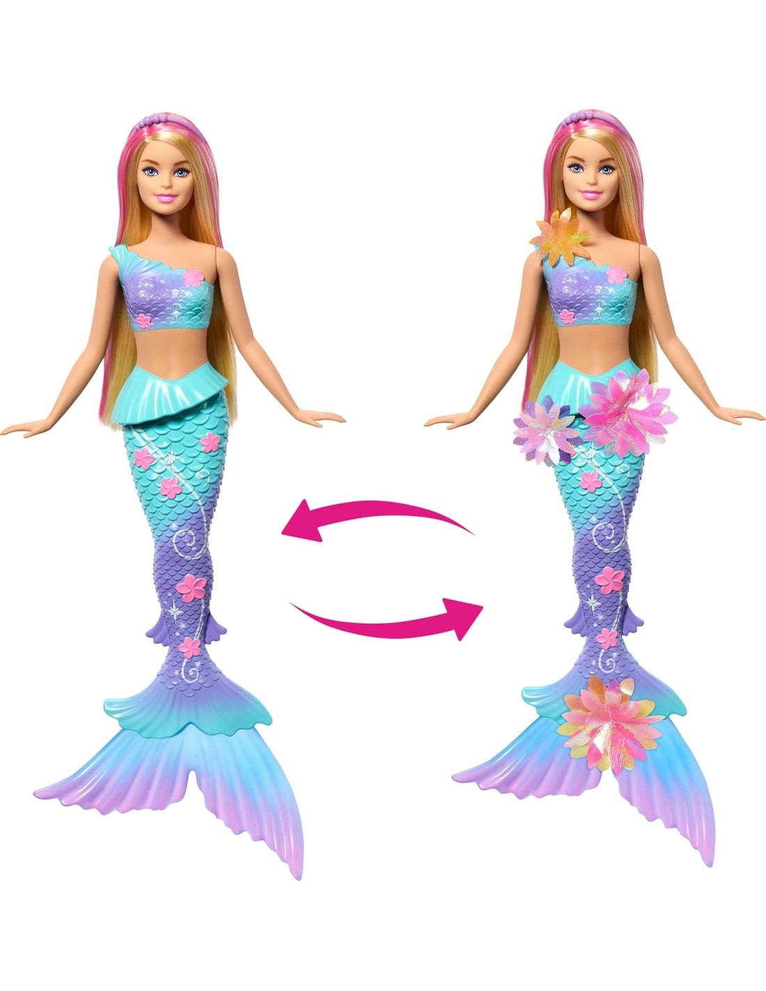 GIOCATTOLO PUBBLICIZZATO: vendita online BARBIE SIRENA MAGIA FLOREALE, BAMBOLA GIOCATTOLO, FIORI CHE SBOCCIANO, 30 CM in offerta