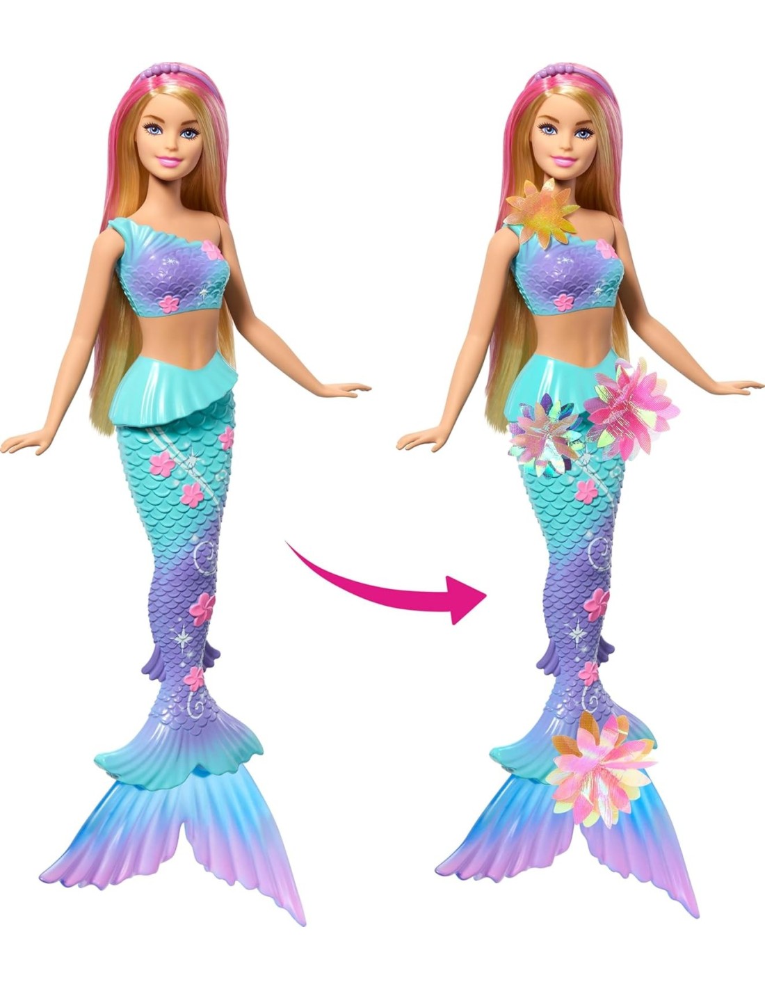 GIOCATTOLO PUBBLICIZZATO: vendita online BARBIE SIRENA MAGIA FLOREALE, BAMBOLA GIOCATTOLO, FIORI CHE SBOCCIANO, 30 CM in offerta