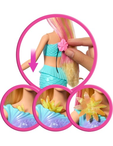 GIOCATTOLO PUBBLICIZZATO: vendita online BARBIE SIRENA MAGIA FLOREALE, BAMBOLA GIOCATTOLO, FIORI CHE SBOCCIANO, 30 CM in offerta