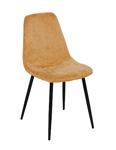 SEDIE: vendita online Sedia Tyka chenille ocra, gambe in metallo nero, L.51 x P.45 x H.87 cm, design moderno in offerta