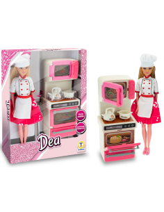 DEA - BAMBOLA CHEF CON ACCESSORI CUCINA