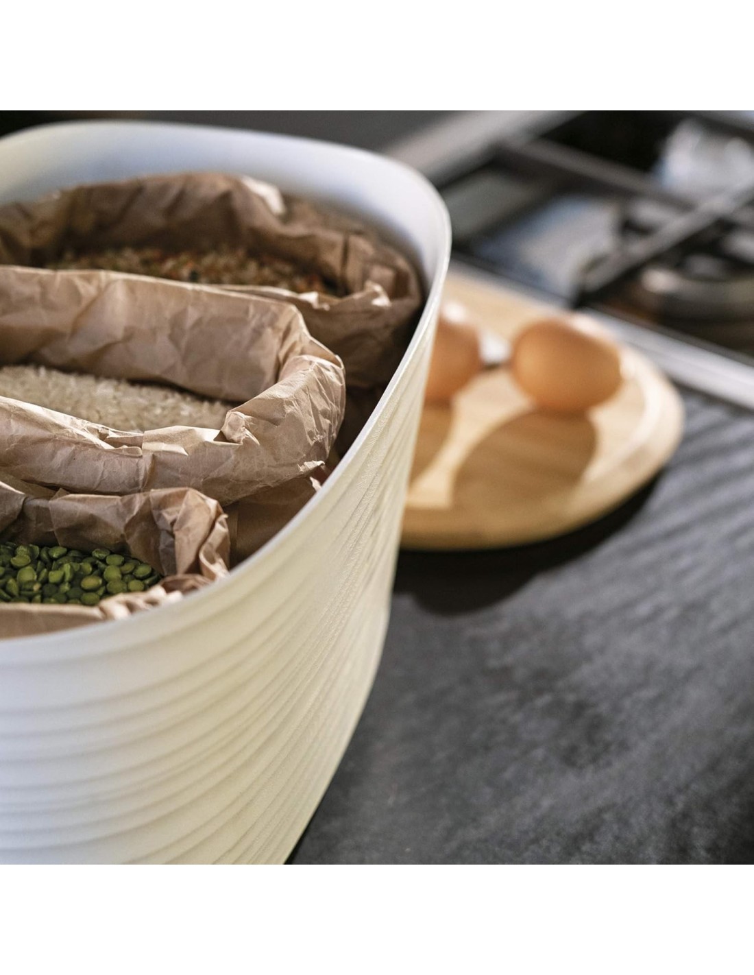 Guzzini Tierra Cestino Pane Bianco Latte 10L – Contenitore con Coperchio Salvafreschezza | Shopincasa.it