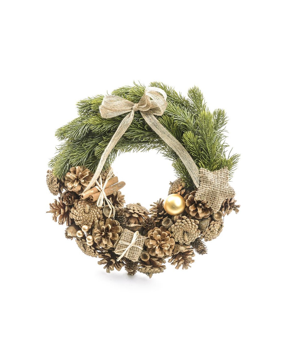 DIETROPORTA CORONA PIGNE E FOGLIE 35X9CM