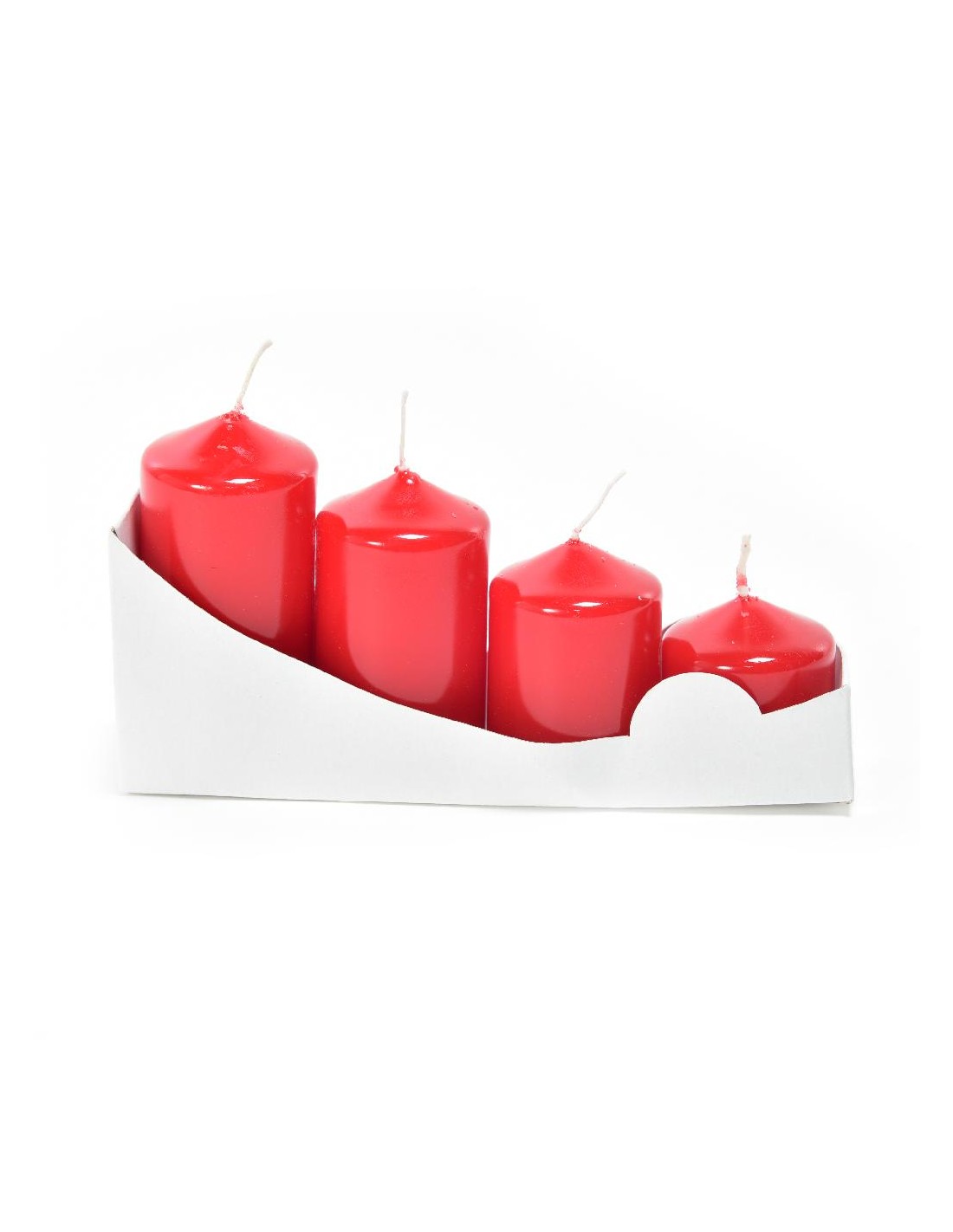SET 4 CANDELE PILLAR ROSSE 4/5,5/7/8CM LUCIDE