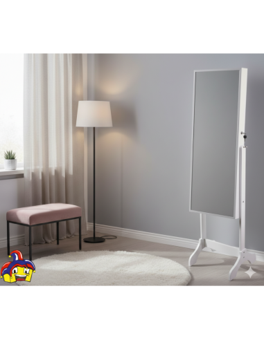 Armadietto Portagioielli con Specchio MDF Bianco 46x40x153 cm | Shopincasa.it