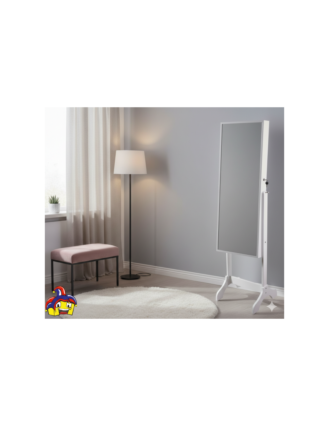Armadietto Portagioielli con Specchio MDF Bianco 46x40x153 cm | Shopincasa.it