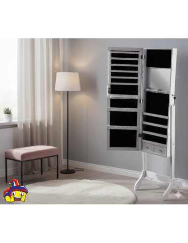 Armadietto Portagioielli con Specchio MDF Bianco 46x40x153 cm | Shopincasa.it