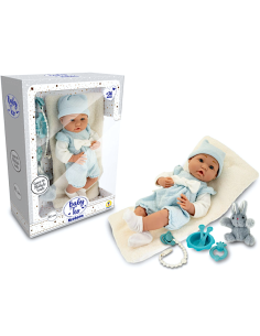 BABY TEO - NEOBORN NEONATO AZZURRO 40CM CON ACCESSORI