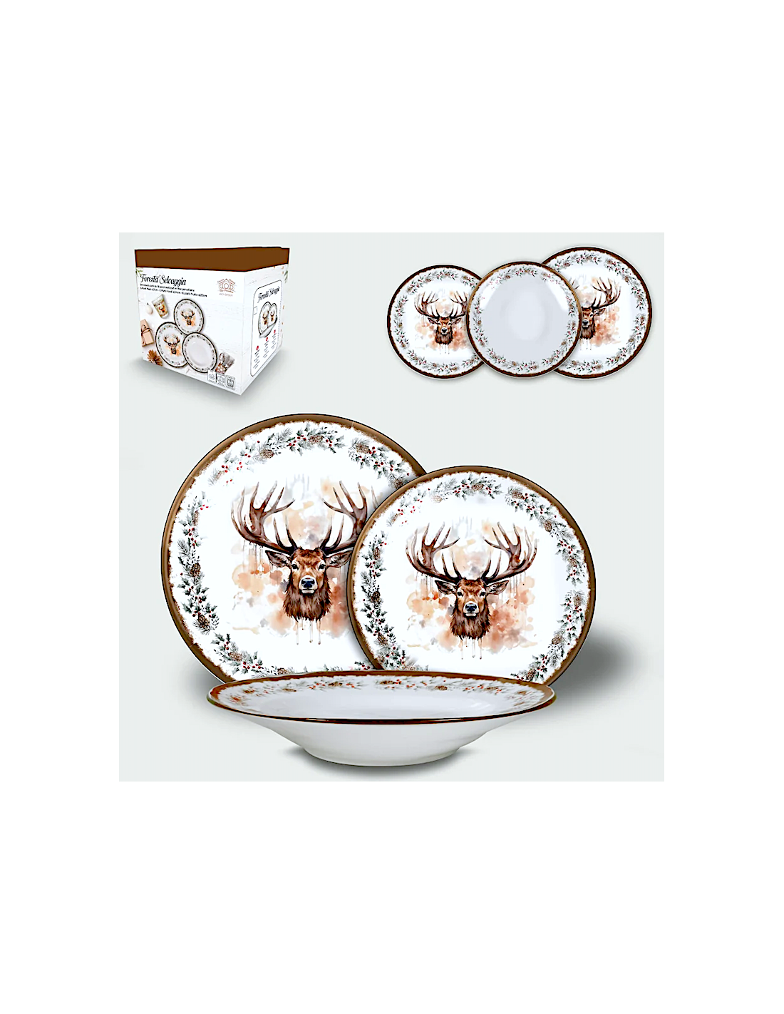 SERVIZIO TAVOLA 18PZ 956833 DECORO NATALIZIO