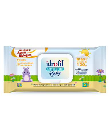 Idrofil Salvietta Baby con Estratto di Avena e Miele 120 pz | Shopincasa.it