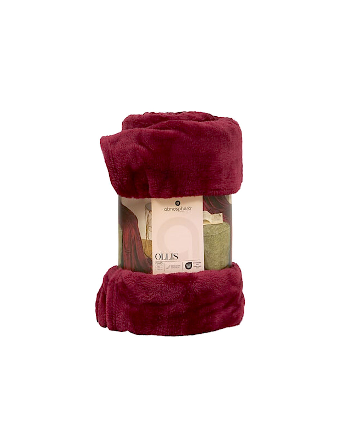 LENZUOLA E ACCESSORI: vendita online Coperta Ollis tinta unita, flanella rosso bordeaux, 130 x 180 cm, morbida e calda in off...