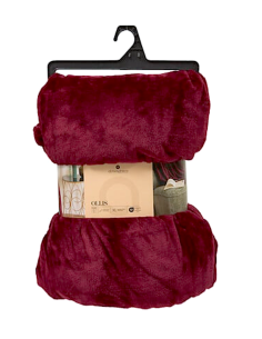 LENZUOLA E ACCESSORI: vendita online Coperta Ollis tinta unita, flanella rosso bordeaux, 180 x 230 cm, morbida e calda in off...