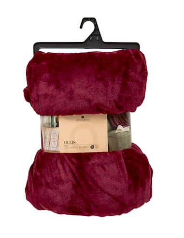 LENZUOLA E ACCESSORI: vendita online Coperta Ollis tinta unita, flanella rosso bordeaux, 180 x 230 cm, morbida e calda in off...