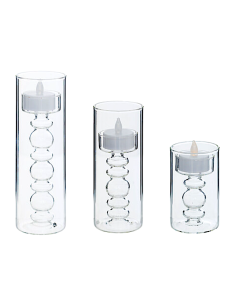 SET 3 CANDELE LED 211647 LENA VETRO