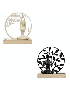 OGGETTISTICA: vendita online Portacandela Yogi, L 15 x P 6 x H 16 cm, legno e metallo, colori assortiti nero e bianco in offerta