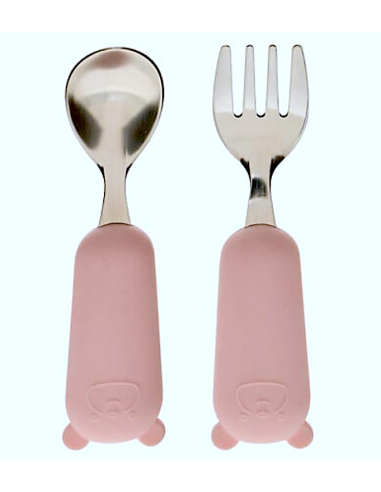 SET 2 POSATE 211063A ROSA ACCIAIO/SILICONE