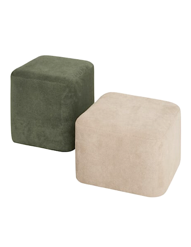 SET 2 POUF 207374A DOKI GRIGIO/VERDE 41X30X41CM POLIESTERE/LEGNO