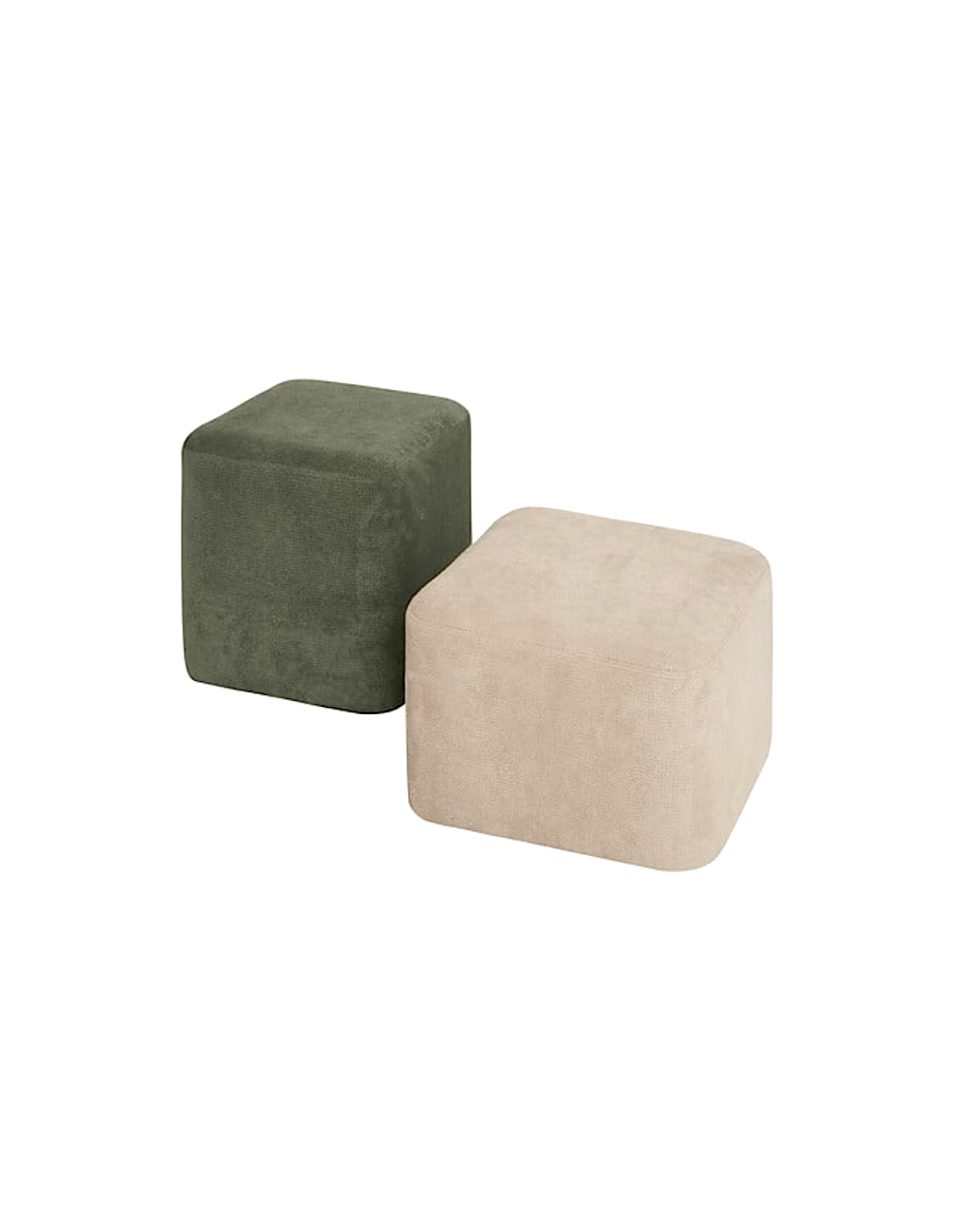 SET 2 POUF 207374A DOKI GRIGIO/VERDE 41X30X41CM POLIESTERE/LEGNO