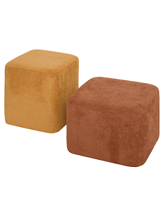 SET 2 POUF 207374B DOKI AMBRA/OCRA 41X30X41CM POLIESTERE/LEGNO