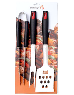 SET TRIS UTENSILI DELUXE PER BARBECUE