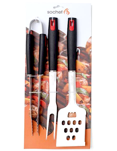 SET TRIS UTENSILI DELUXE PER BARBECUE