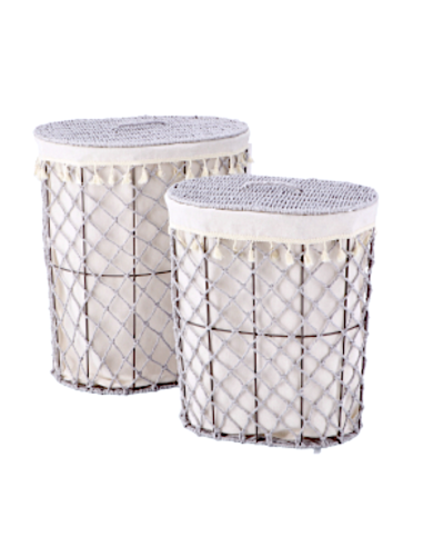 PORTABIANCHERIA 116384 2 MIS PAGLIA/METALLO 46X34X52CM